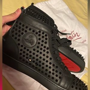 Christian Louboutin Black Louis Spikes Sneakrs